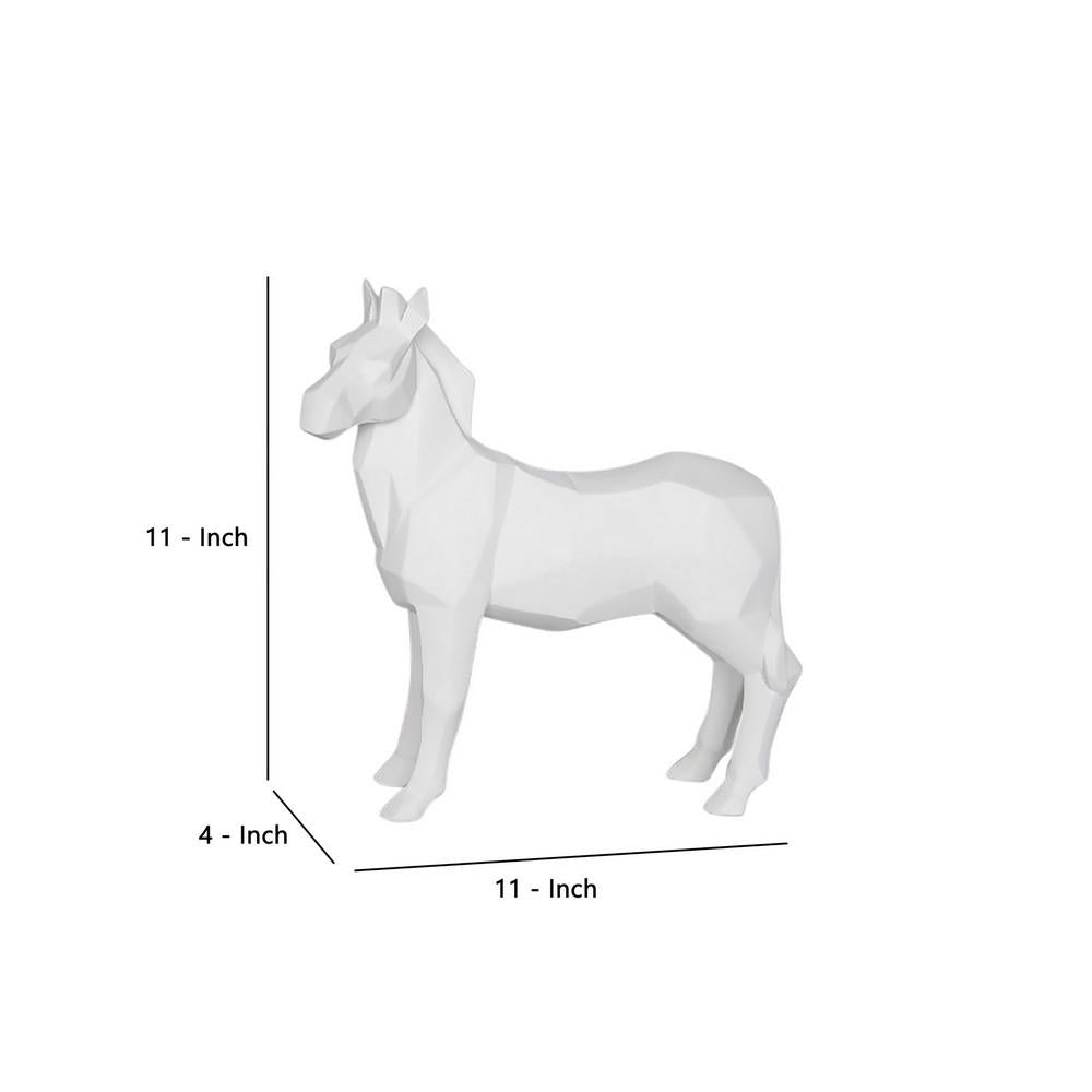 11 Inch Resin Zebra Accent Decor With Sculpted Details White