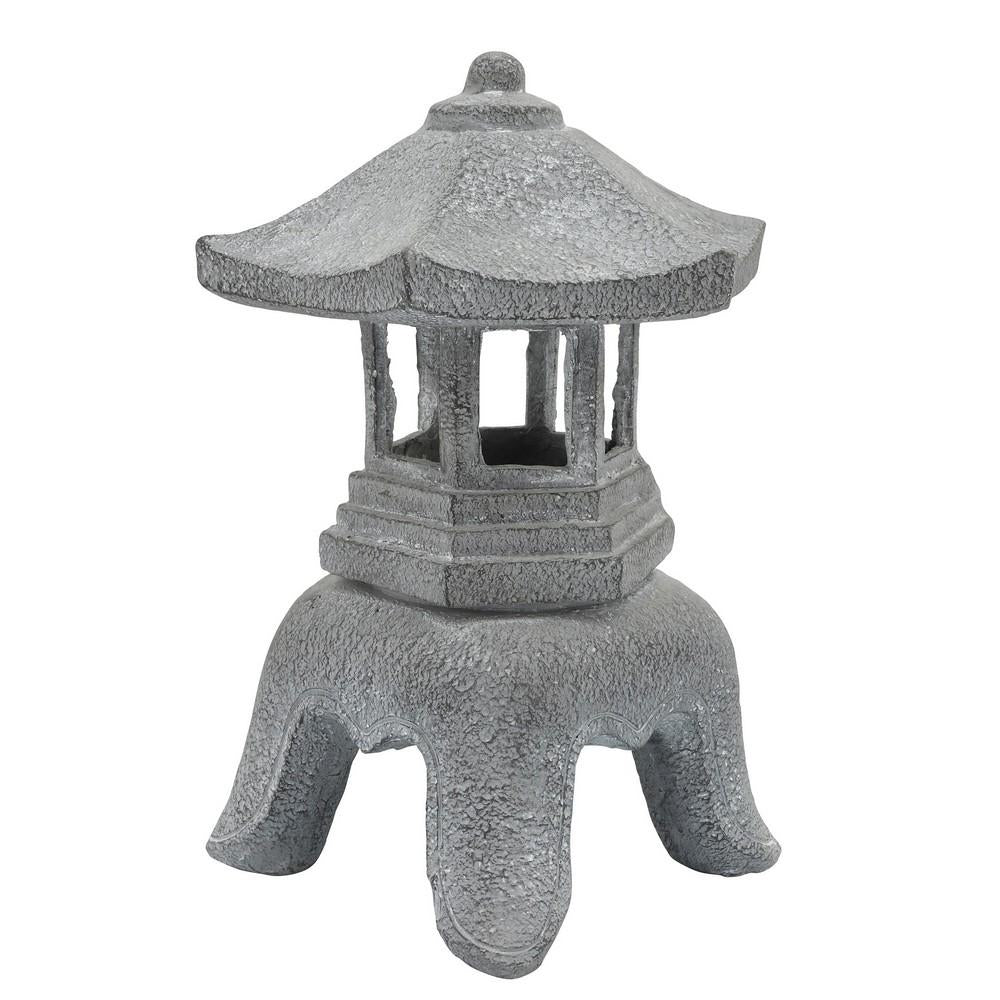 16 Inch Decorative Resin Temple Lighthouse Gray