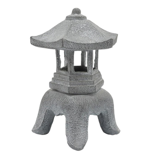 16 Inch Decorative Resin Temple Lighthouse Gray