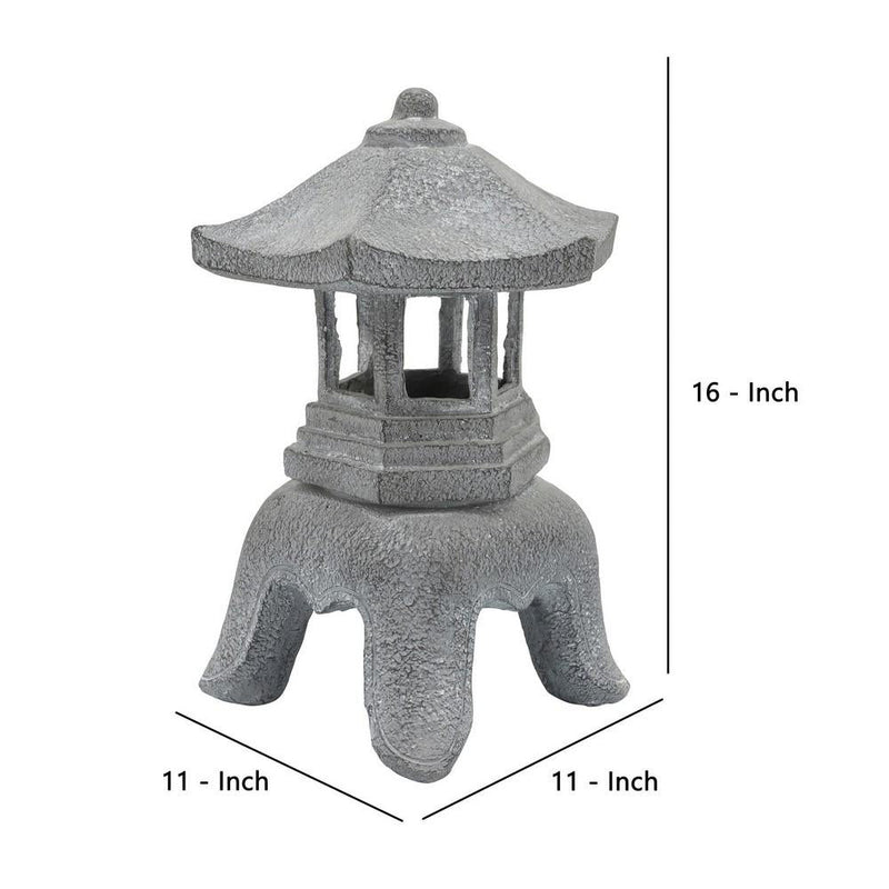 16 Inch Decorative Resin Temple Lighthouse Gray-zoom-