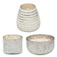 64 Oz Candle With Striped Glass Container Silver