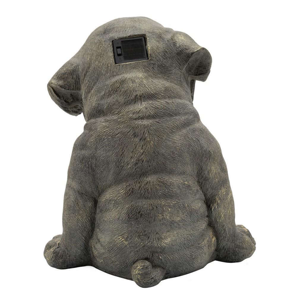 15 Inches Resin Slouching Dog Accent Decor With Solar Glasses Antique Gold-zoom-2