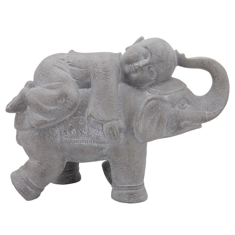 16 Inches Resin Elephant Accent Decor With Baby Gray-zoom-