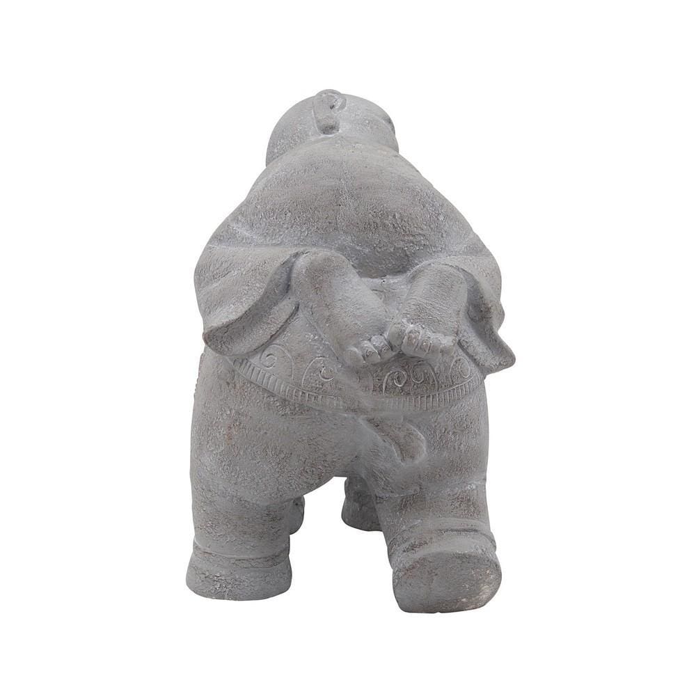 16 Inches Resin Elephant Accent Decor With Baby Gray-zoom-4