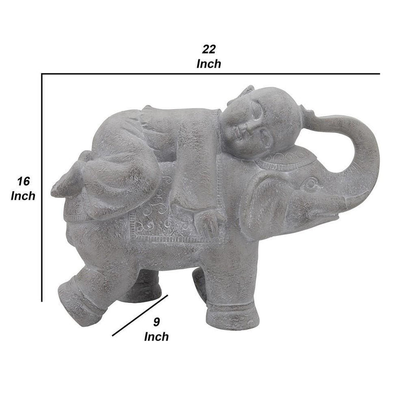 16 Inches Resin Elephant Accent Decor With Baby Gray-zoom-