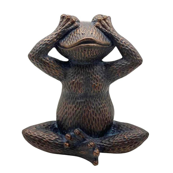 16 Inches Resin Hammered Sitting Frog Accent Decor Bronze