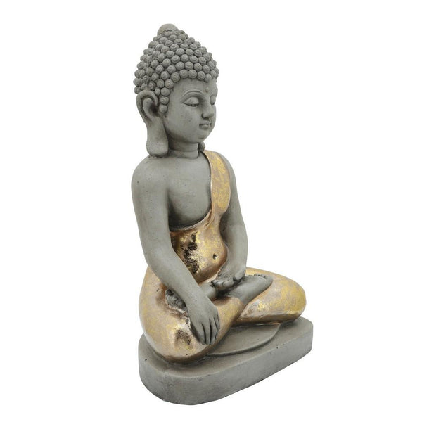 Sitting Buddha Design Resin Accent Decor Gray-zoom-2