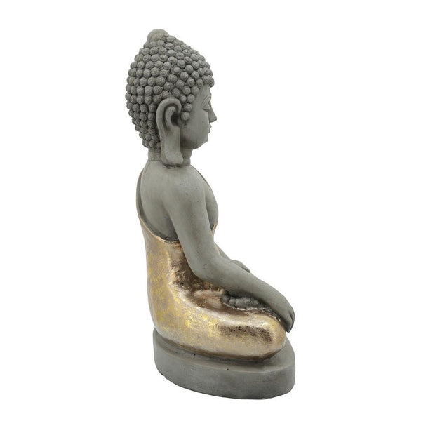 Sitting Buddha Design Resin Accent Decor Gray-zoom-3
