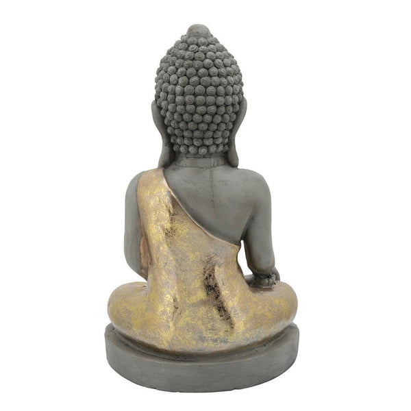 Sitting Buddha Design Resin Accent Decor Gray-zoom-4