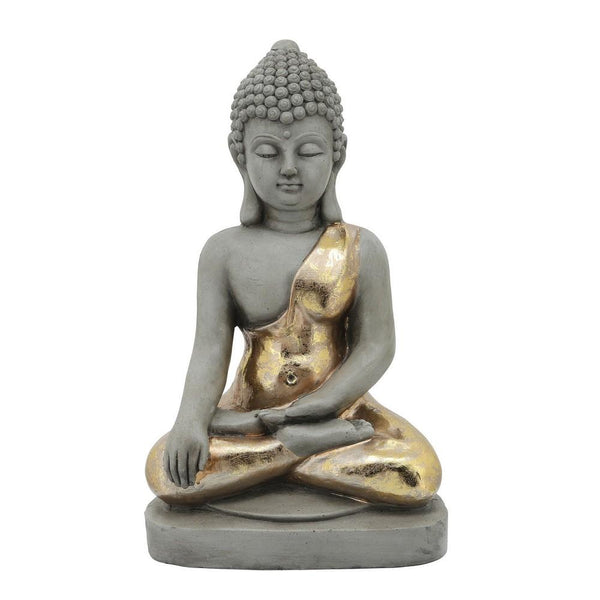 Sitting Buddha Design Resin Accent Decor Gray-zoom-