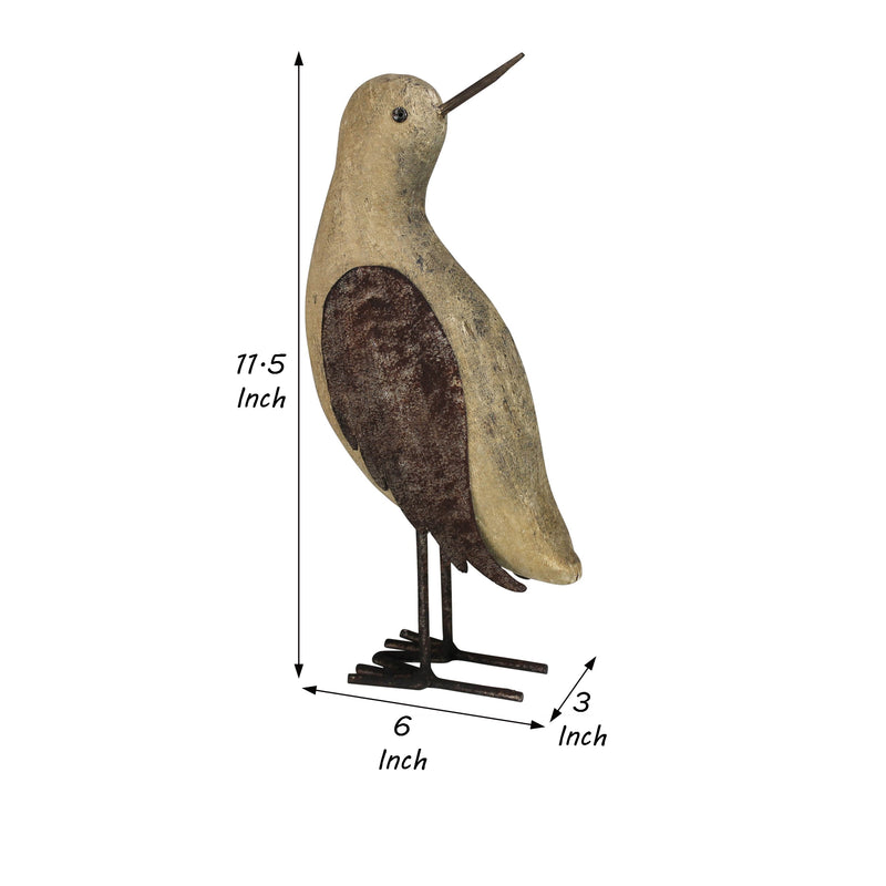 36 Inch Wooden Bird Accent Decor Black And Brown-zoom-