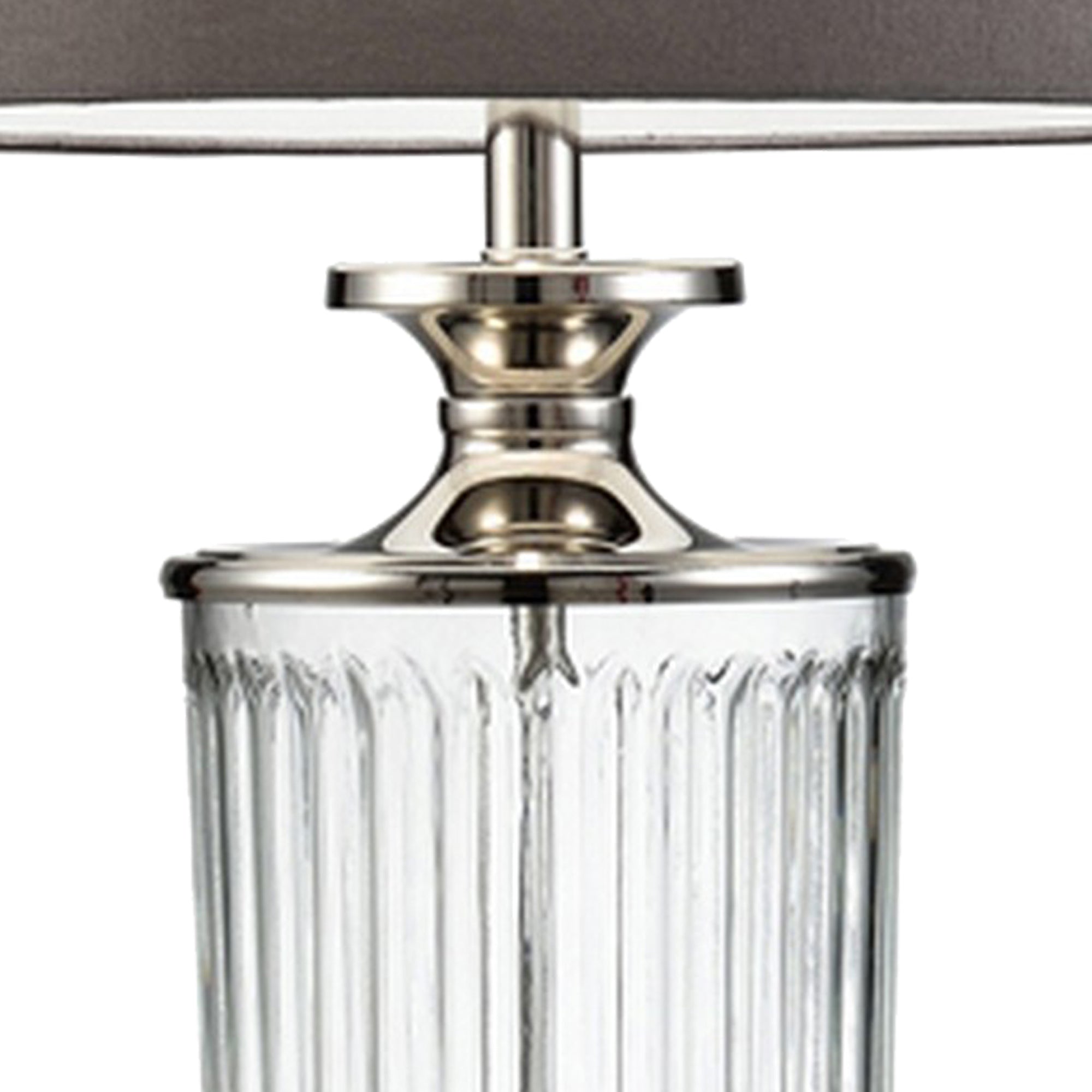 Table Lamp with Glass Pedestal Base and Fabric Shade Chrome-zoom-3