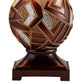 Table Lamp with Geometric Mosaic Base and Fabric Shade Brown