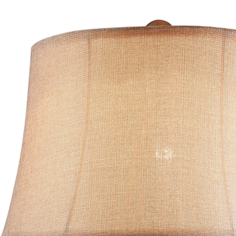 Table Lamp with Filigree Accent Base and Fabric Shade Brown-zoom-