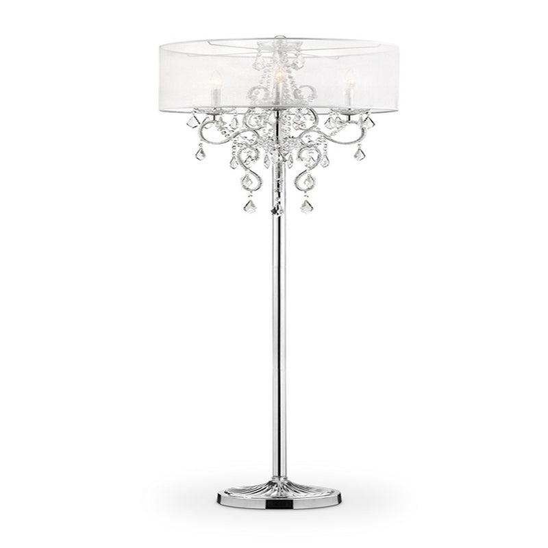 Floor Lamp With Metal Base And Hanging Crystals Silver-zoom-
