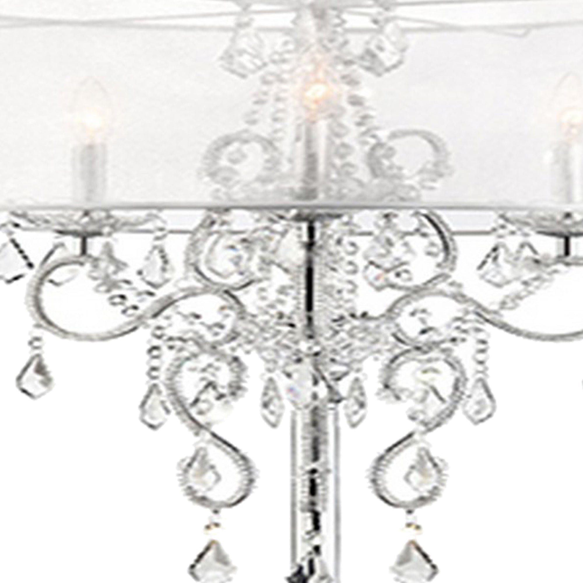 Floor Lamp With Metal Base And Hanging Crystals Silver-zoom-3