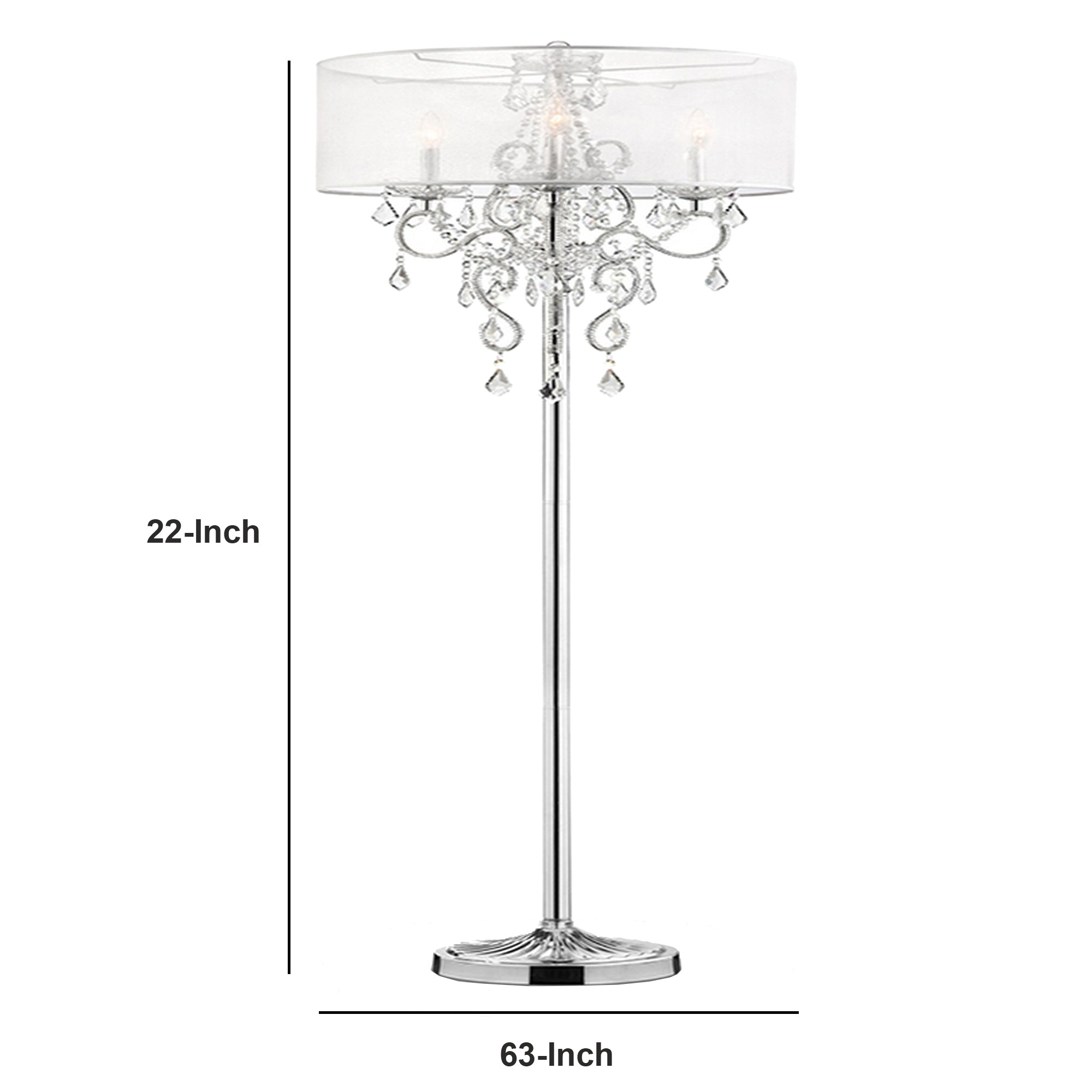Floor Lamp With Metal Base And Hanging Crystals Silver-zoom-5