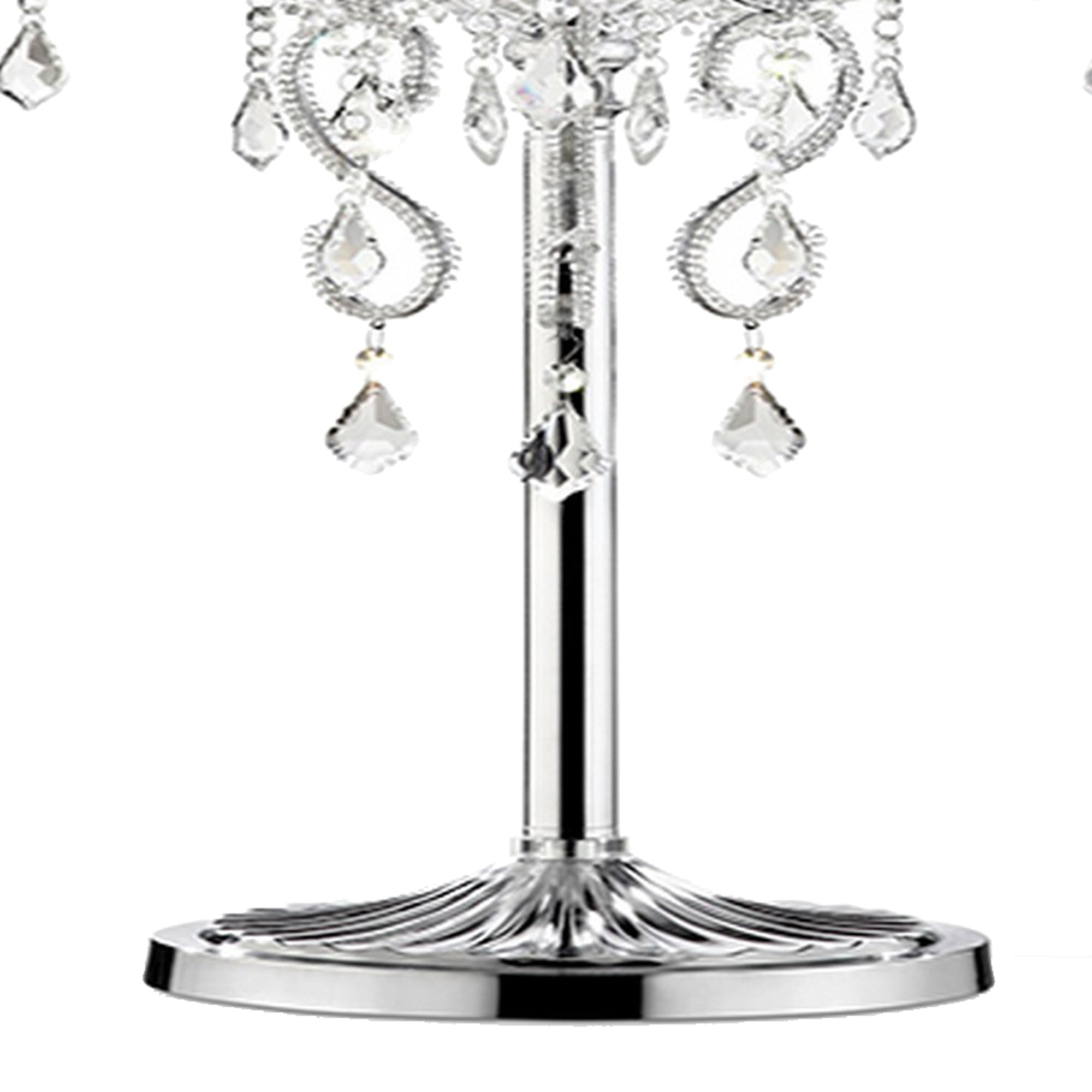 Table Lamp with Metal Base and Hanging Crystals Silver-zoom-4