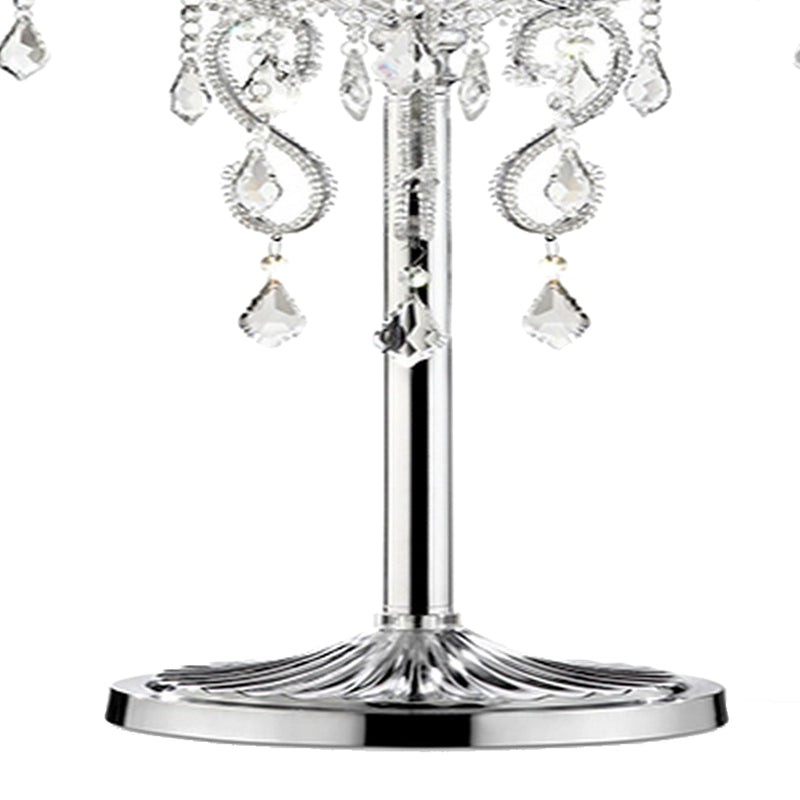 Table Lamp with Metal Base and Hanging Crystals Silver-zoom-