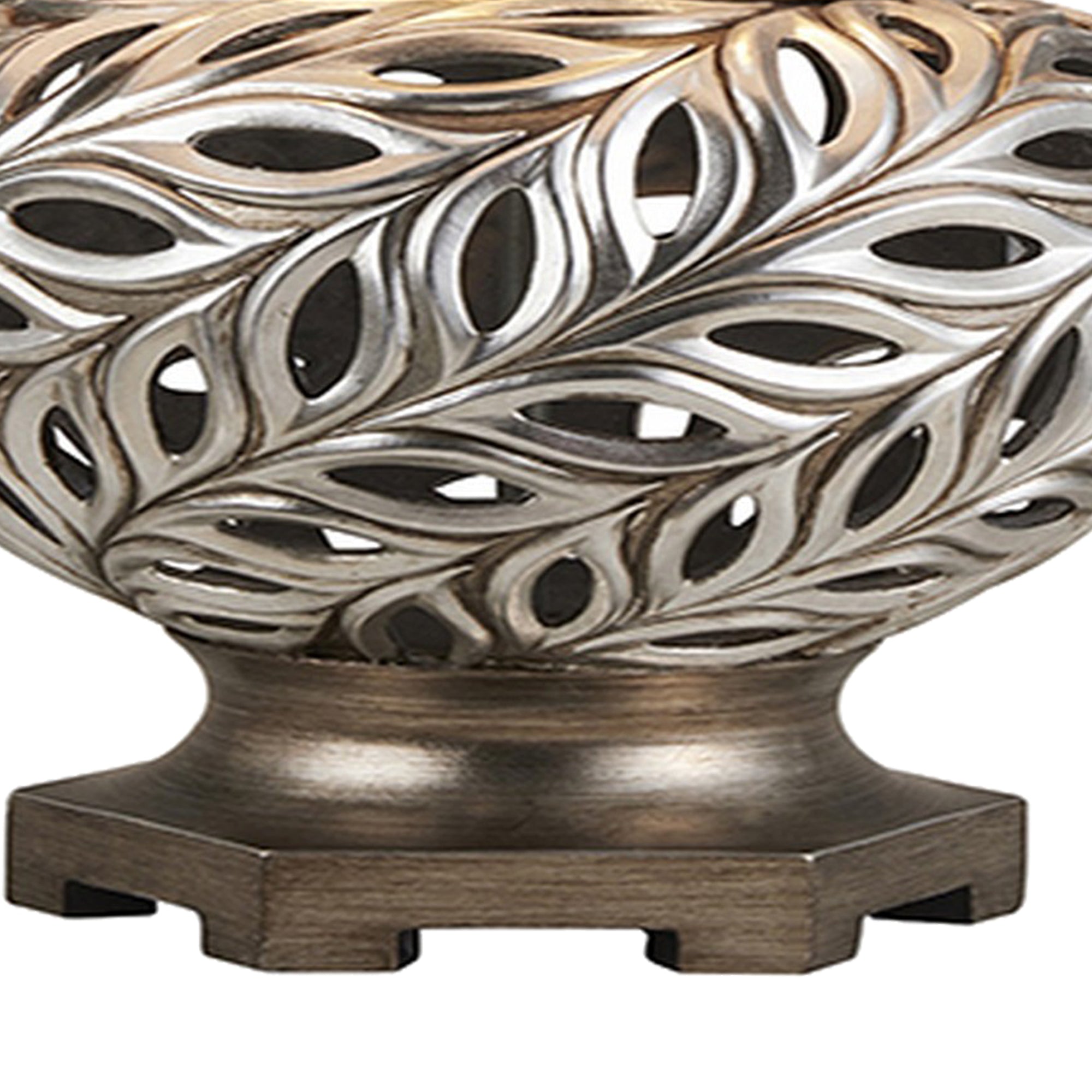 Table Lamp with Scrolled Peacock Feather Cutout Base Silver-zoom-4