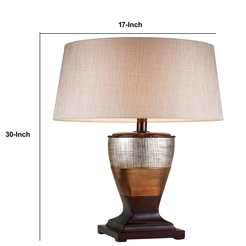 Table Lamp with Colorblock Pedestal Base Brown-zoom-