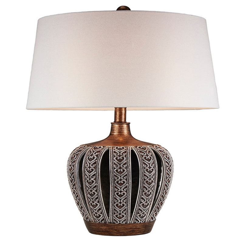 Table Lamp with Curved Paneled Polyresin Base Bronze-zoom-
