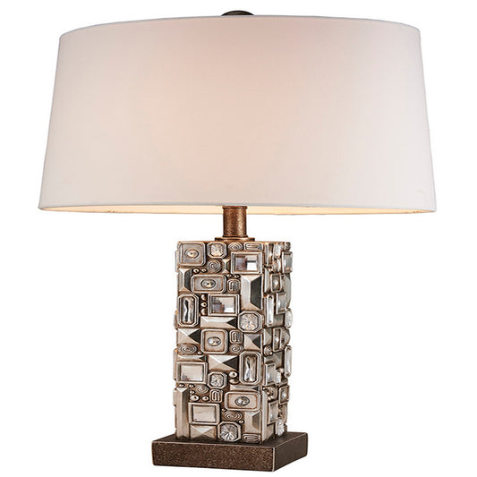 Table Lamp with Abstract Mirror Block Base Bronze