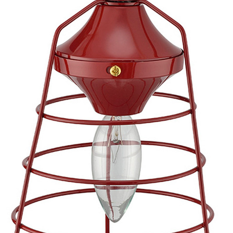 Lantern Table Lamp With Open Metal Frame Red-zoom-