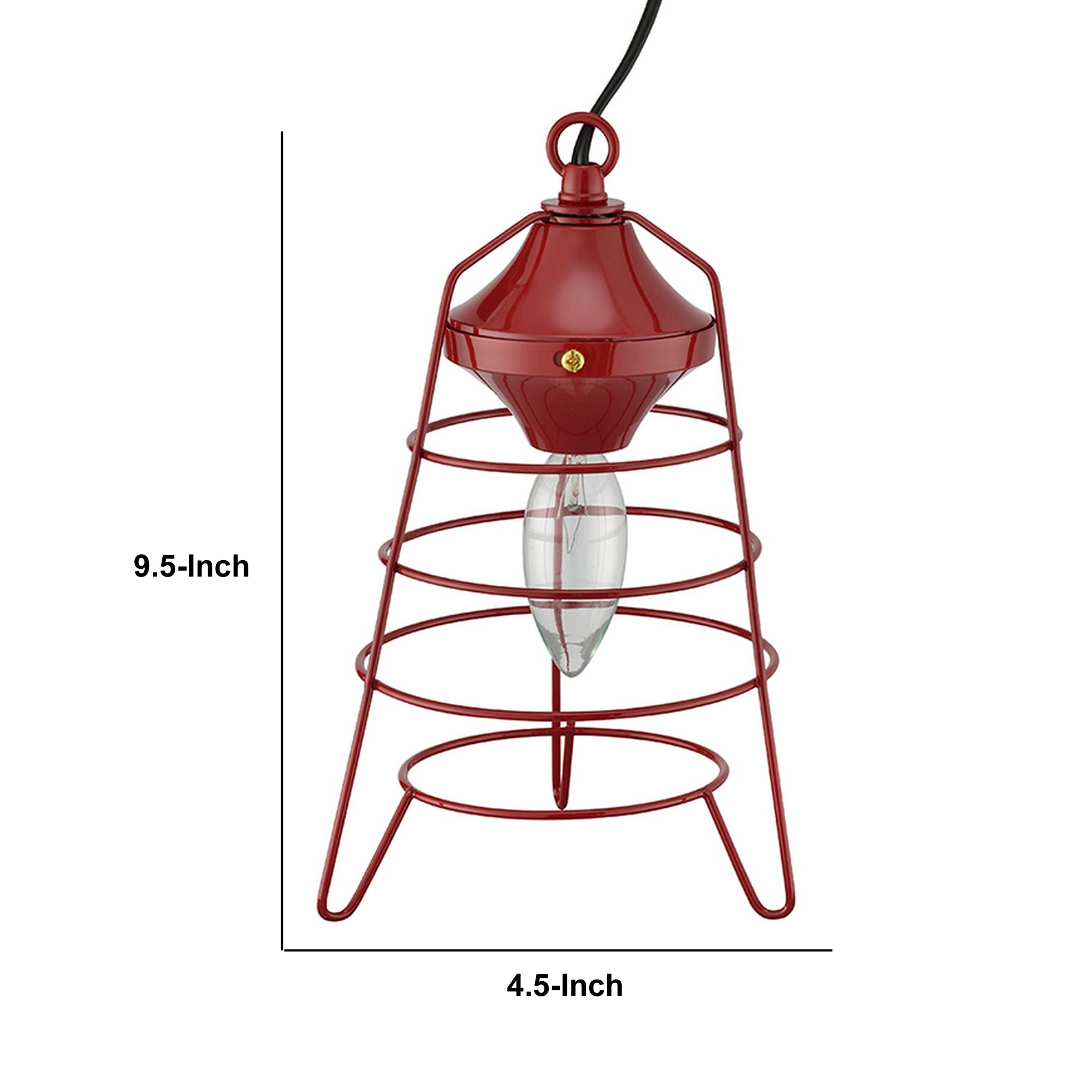 Lantern Table Lamp With Open Metal Frame Red-zoom-5