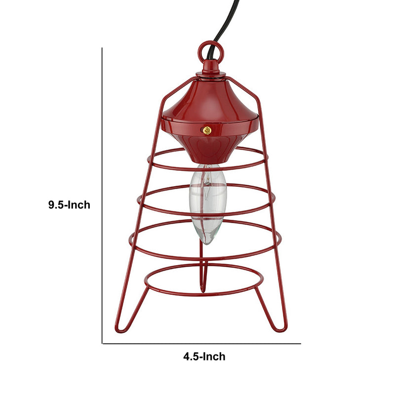 Lantern Table Lamp With Open Metal Frame Red-zoom-