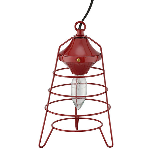 Lantern Table Lamp With Open Metal Frame Red