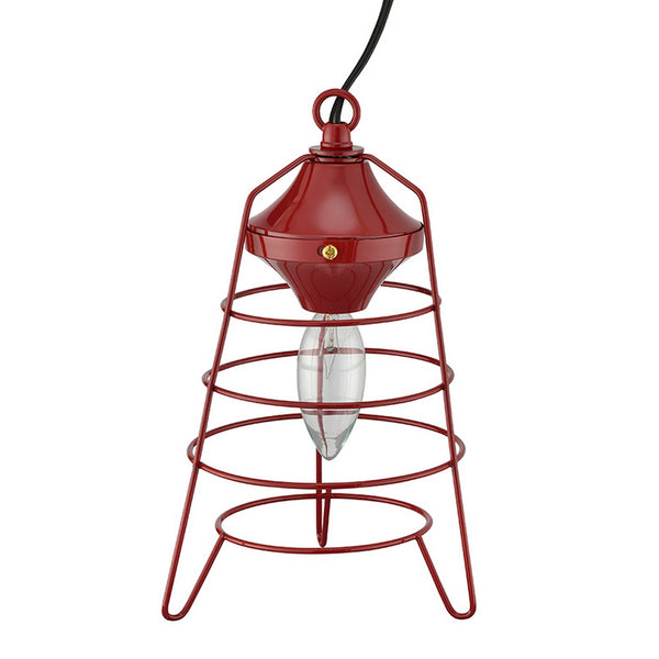 Lantern Table Lamp With Open Metal Frame Red