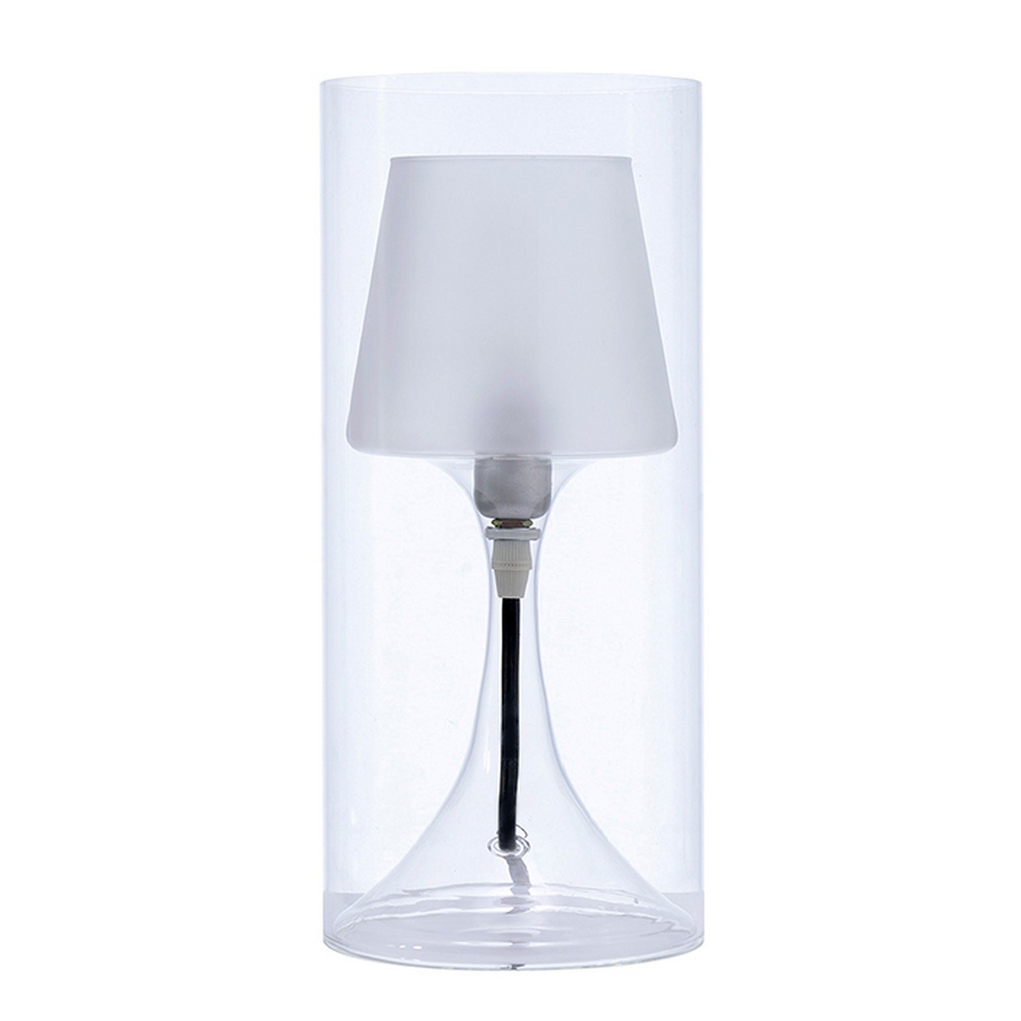 Hurricane Table Lamp with Frosted Glass Shade Clear-zoom-1