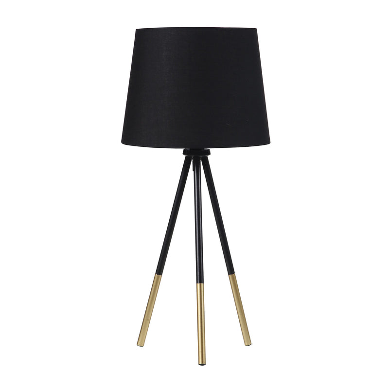 Table Lamp with Tripod Metal Base Black and Gold-zoom-