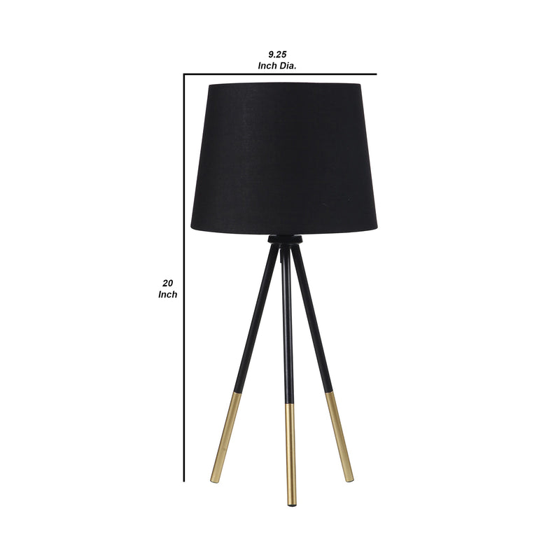 Table Lamp with Tripod Metal Base Black and Gold-zoom-