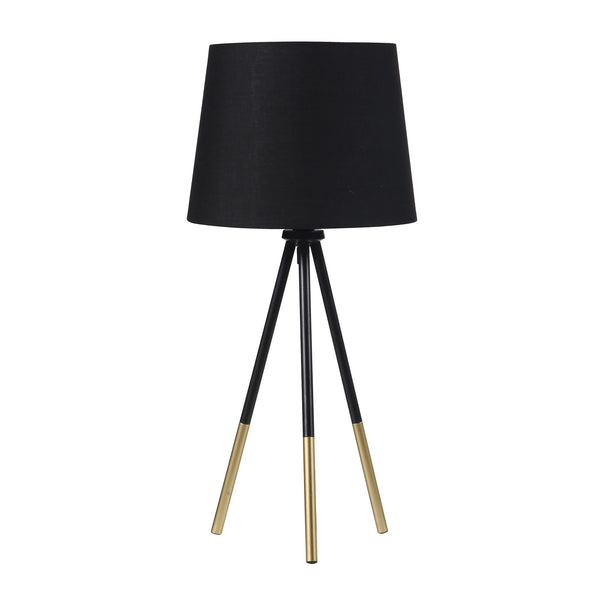 Table Lamp with Tripod Metal Base Black and Gold