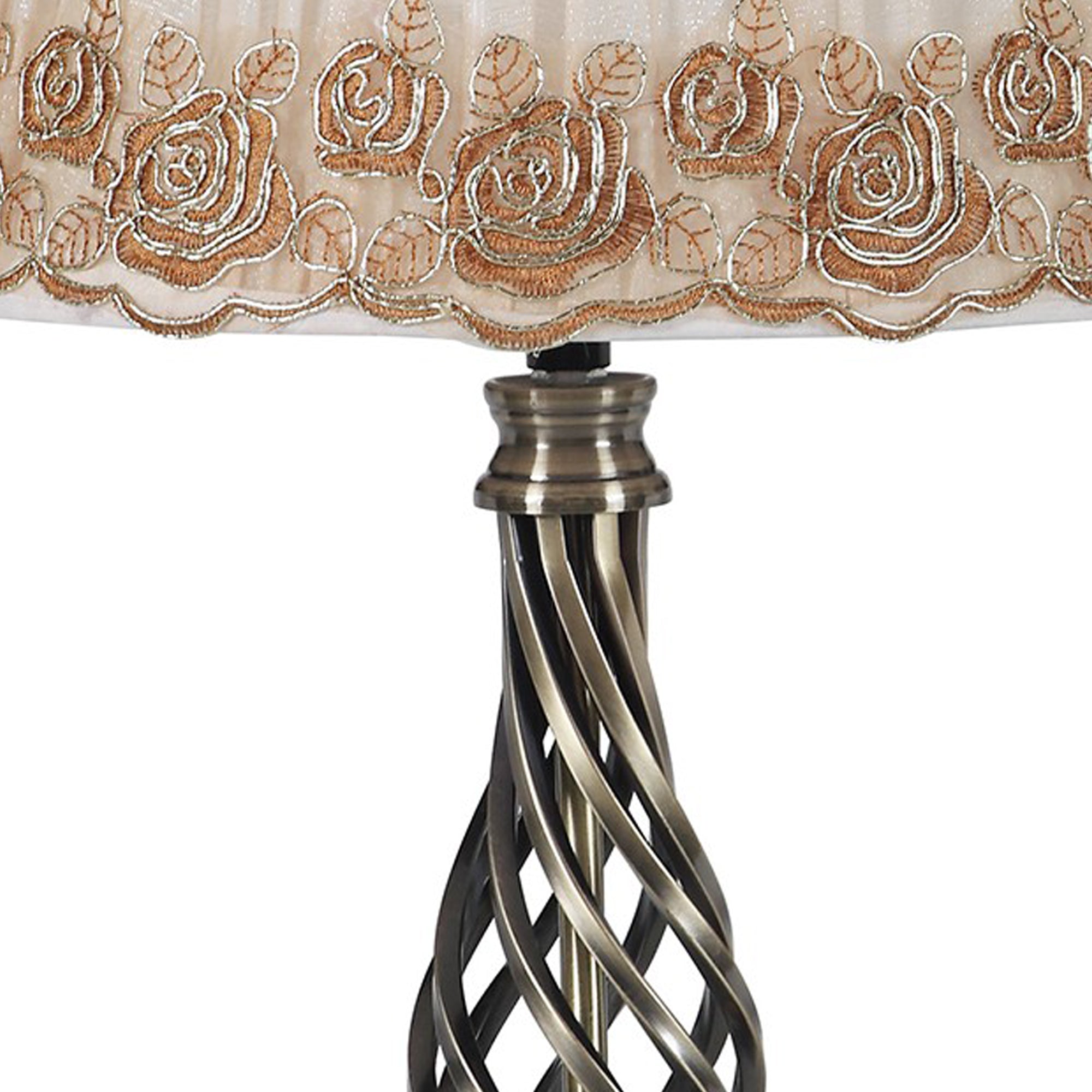 Table Lamp with Open Twisted Metal Base Antique Brass-zoom-3