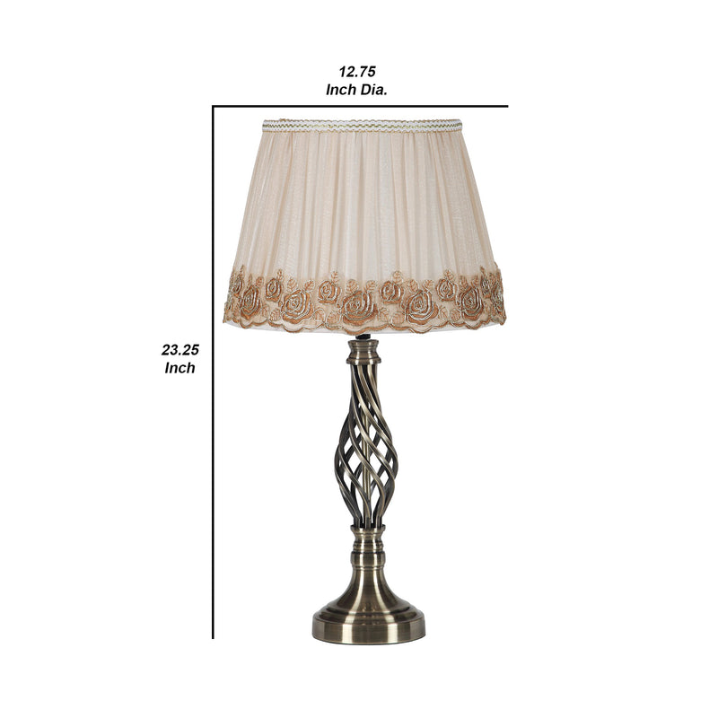 Table Lamp with Open Twisted Metal Base Antique Brass-zoom-