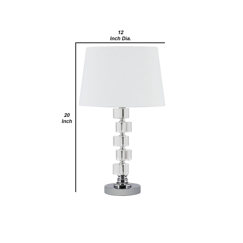 Table Lamp with Zig Zag Crystal Cube Accents Silver-zoom-