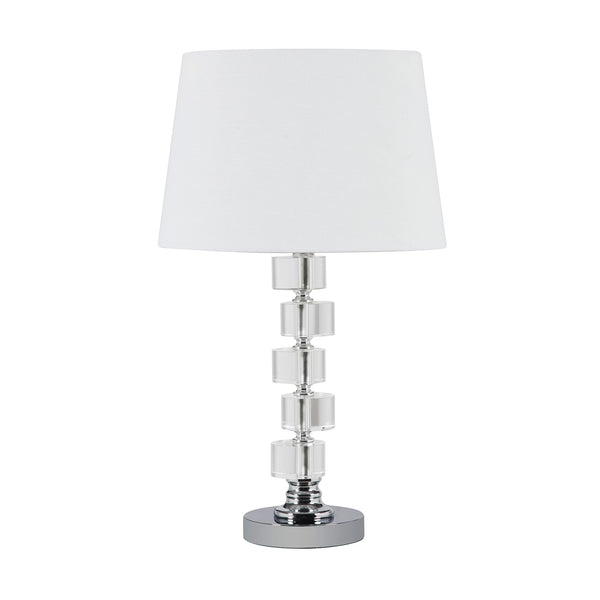 Table Lamp with Zig Zag Crystal Cube Accents Silver