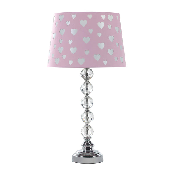 Table Lamp with Orb Stacked Base and Heart Shade Silver