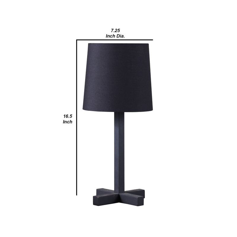 Table Lamp with Metal Cross Legged Base Black-zoom-