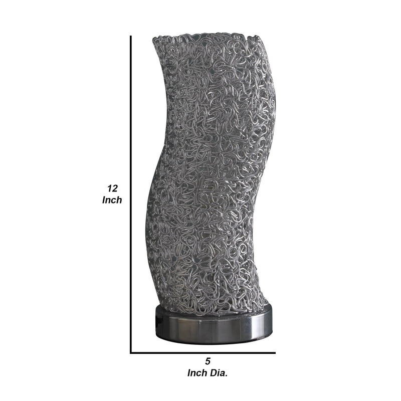 Table Lamp with Curved Aluminum Open Network Silver-zoom-