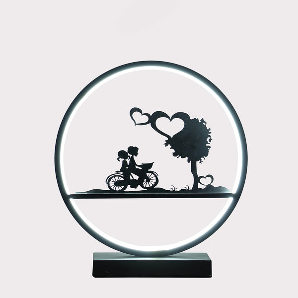 Round Table Lamp with LED Accent Black