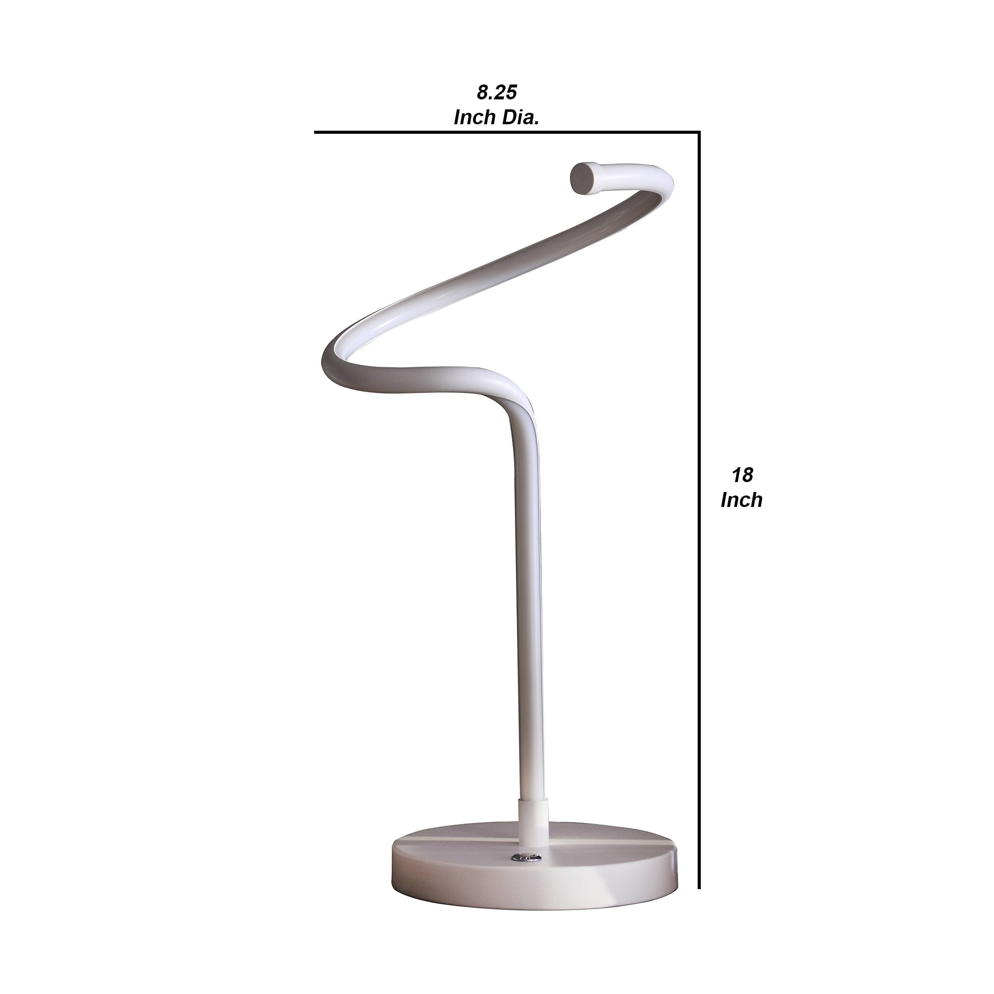 Table Lamp with Metal Curved Integrated LED Matte White-zoom-5