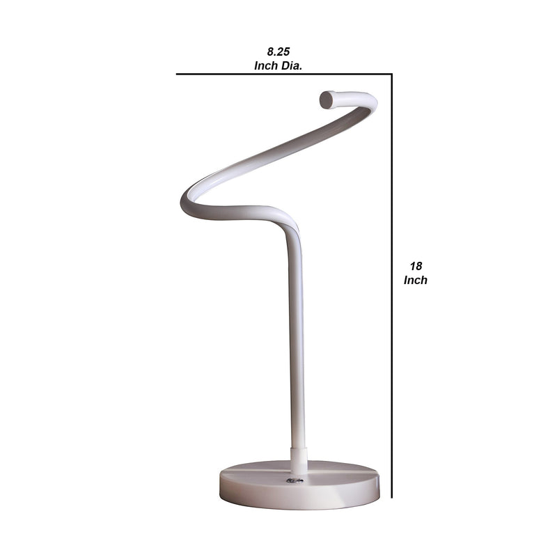 Table Lamp with Metal Curved Integrated LED Matte White-zoom-