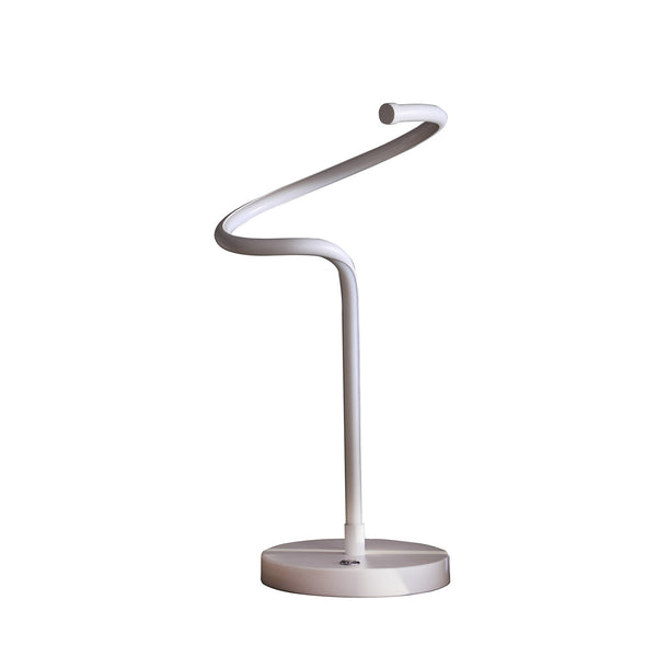 Table Lamp with Metal Curved Integrated LED Matte White