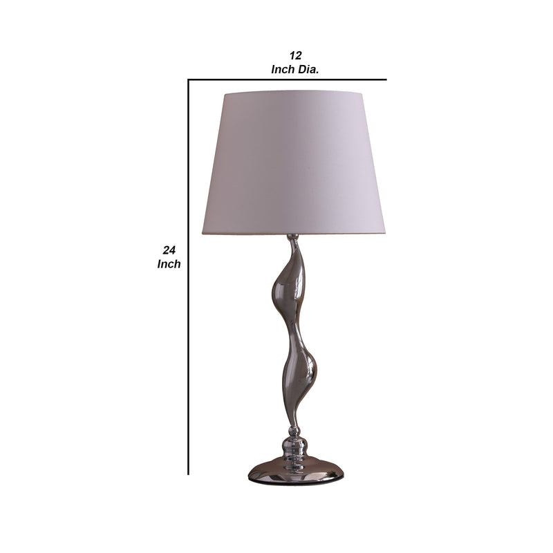 Table Lamp with Metal Female Figurine Base Silver-zoom-