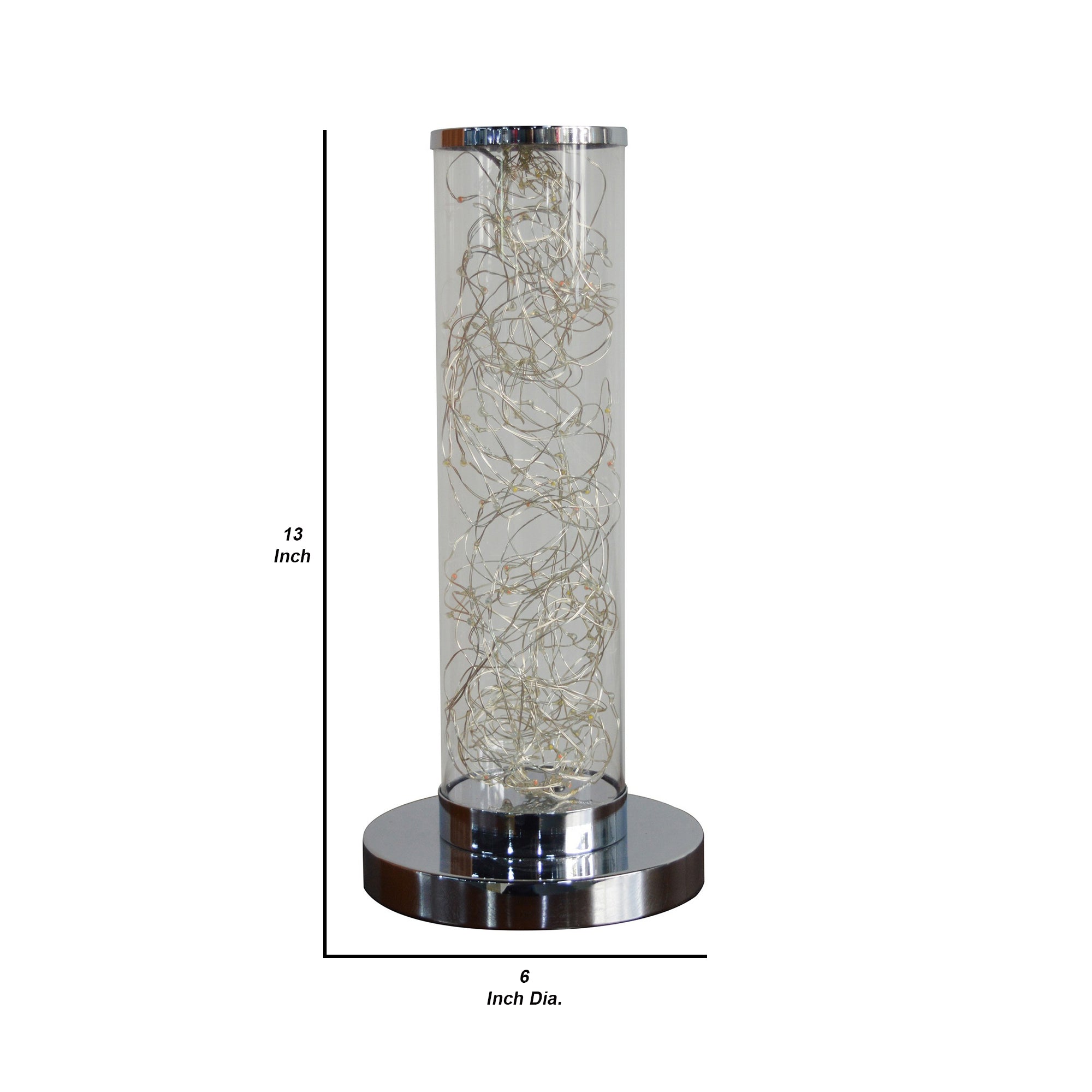 Column Table Lamp with 90 Pieces LED Rope Bulbs Silver-zoom-5