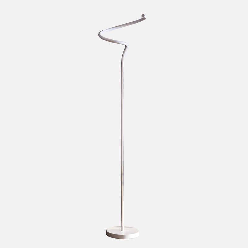 Floor Lamp With Metal Curved Integrated Led Matte White-zoom-